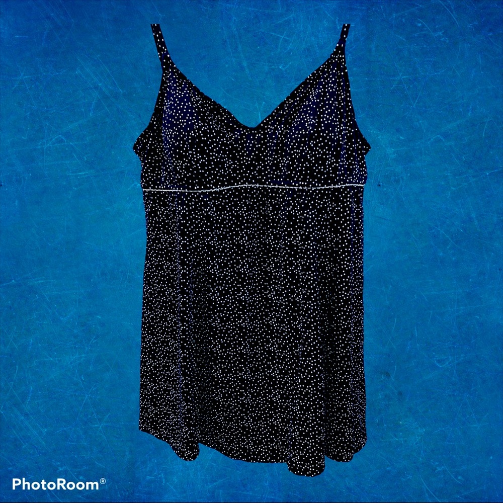 Navy blue polka dot swim suit